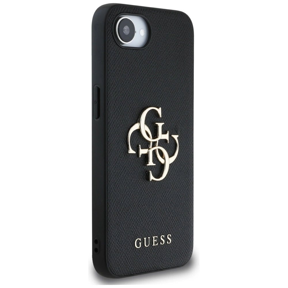 Guess PU Grained 4G Metal Logo case for iPhone 16e - black_3