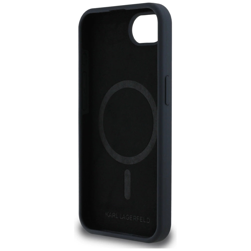 Karl Lagerfeld Liquid Silicone Karl & Choupette Heads Case with MagSafe for iPhone 16e - Black_6