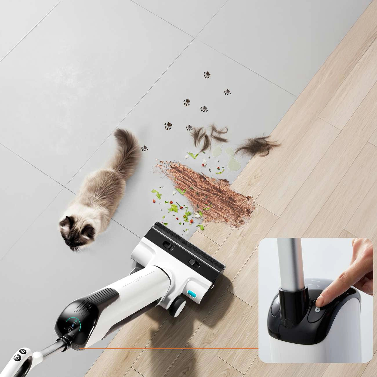 UWANT D100 17000Pa Upright Vacuum Cleaner with Mopping Function and Charging Station - White_15