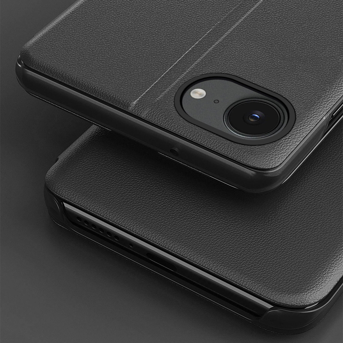 Eco Leather View Case elegant case with flap and stand for iPhone 16e - black_4