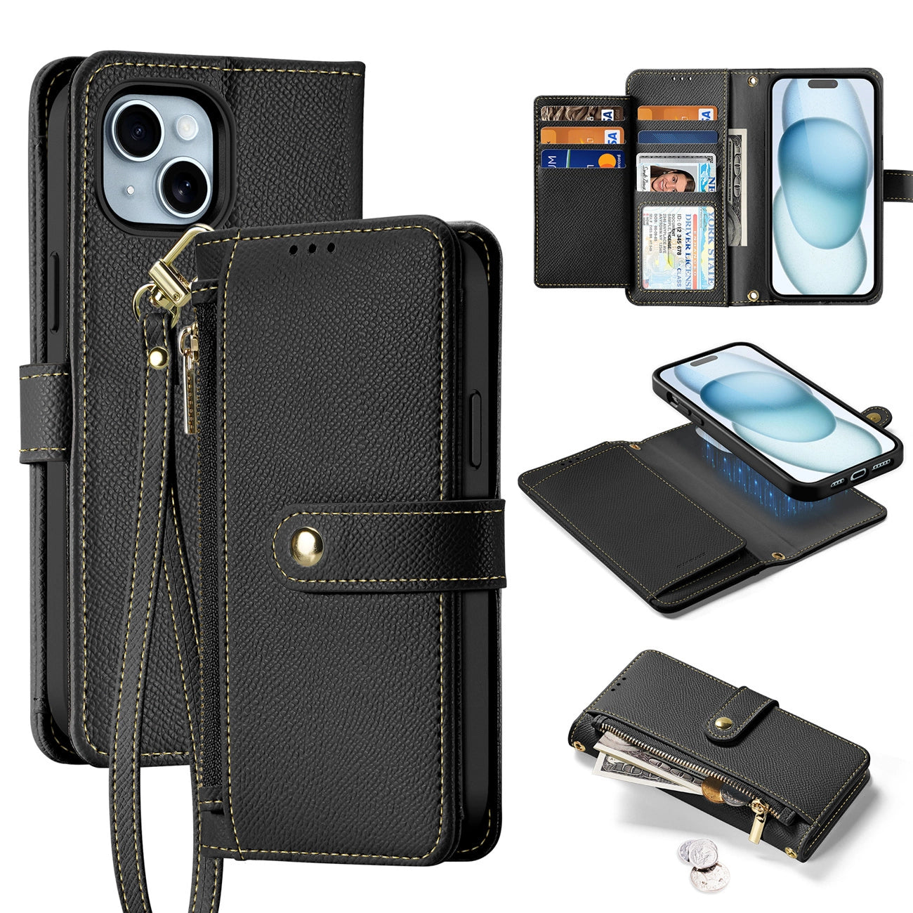 Dux Ducis Lawa Leather Case for iPhone 15 - Black_0