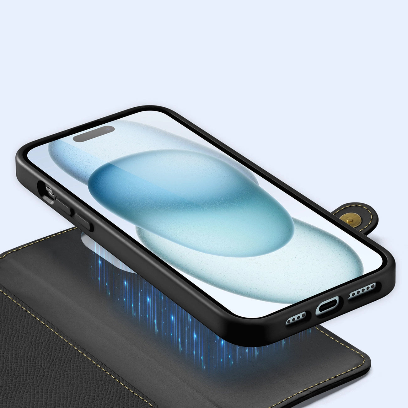 Dux Ducis Lawa Leather Case for iPhone 15 - Black_4