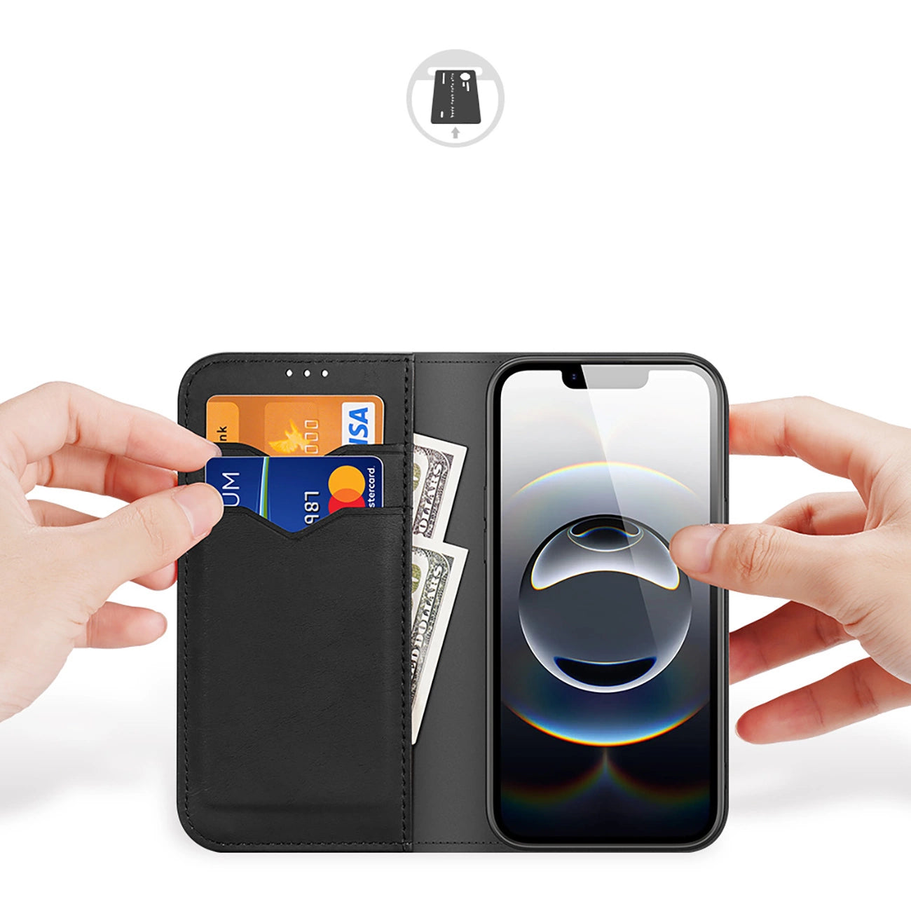 Dux Ducis Hivo iPhone 16e Case with Flip and RFID Protection - Black_1