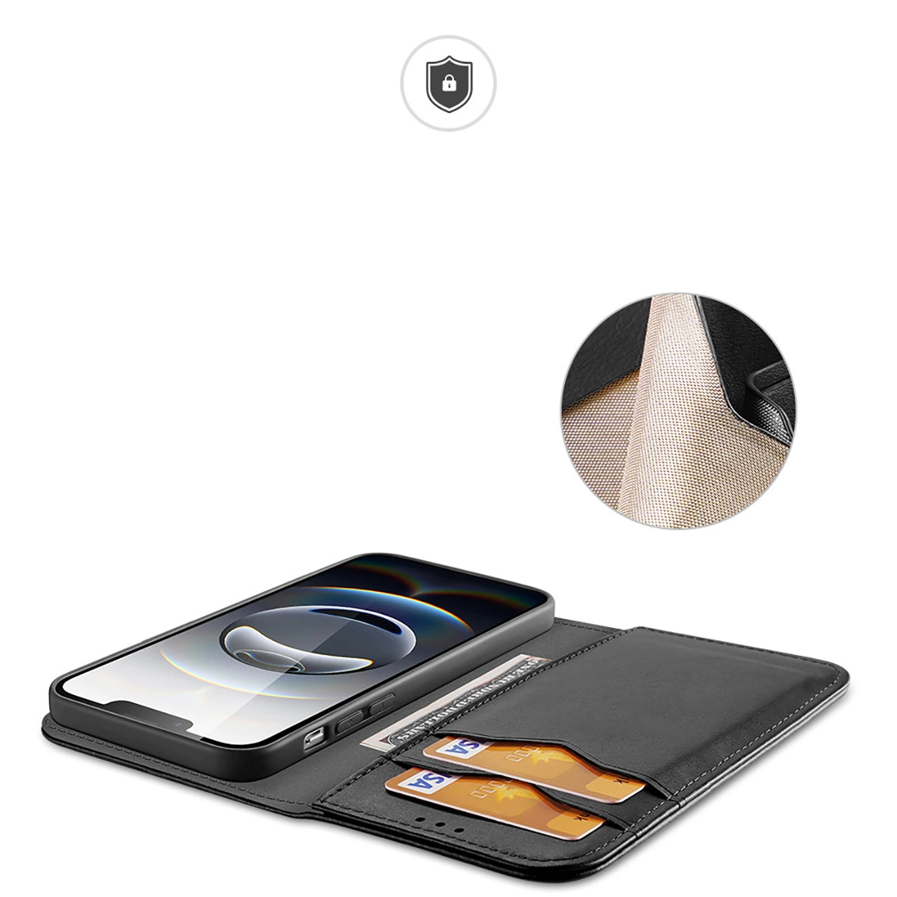 Dux Ducis Hivo iPhone 16e Case with Flip and RFID Protection - Black_2