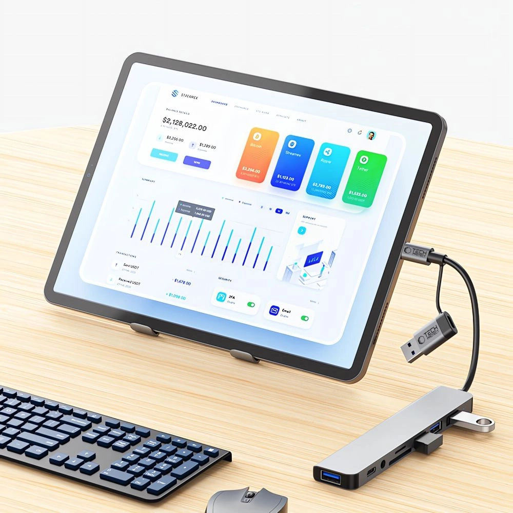 Tech-Protect HB06 HUB Adapter 8in1 TYPE-C + USB2.0 + USB3.0 + SD/TF + AV3.5 - gray_8