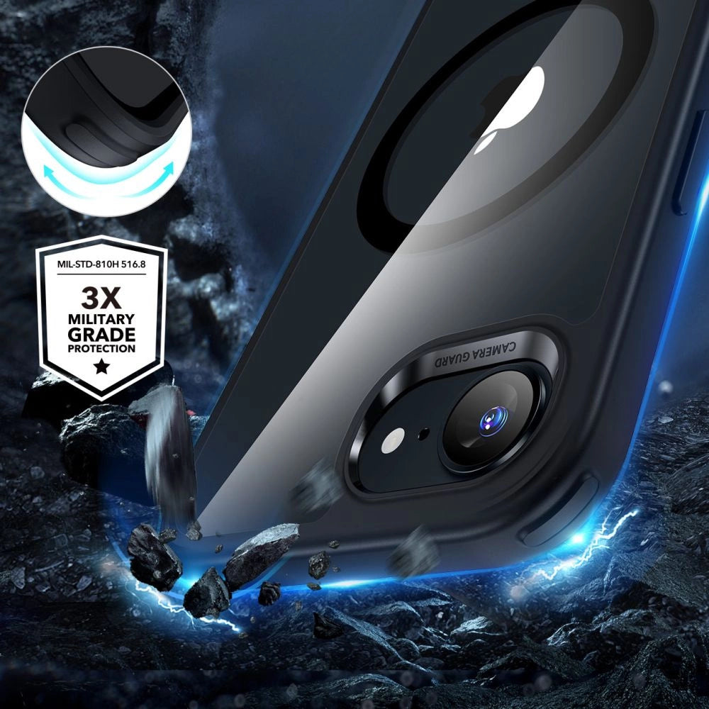 ESR Classic Hybrid Halolock MagSafe iPhone 16e Case - Clear-Black_3