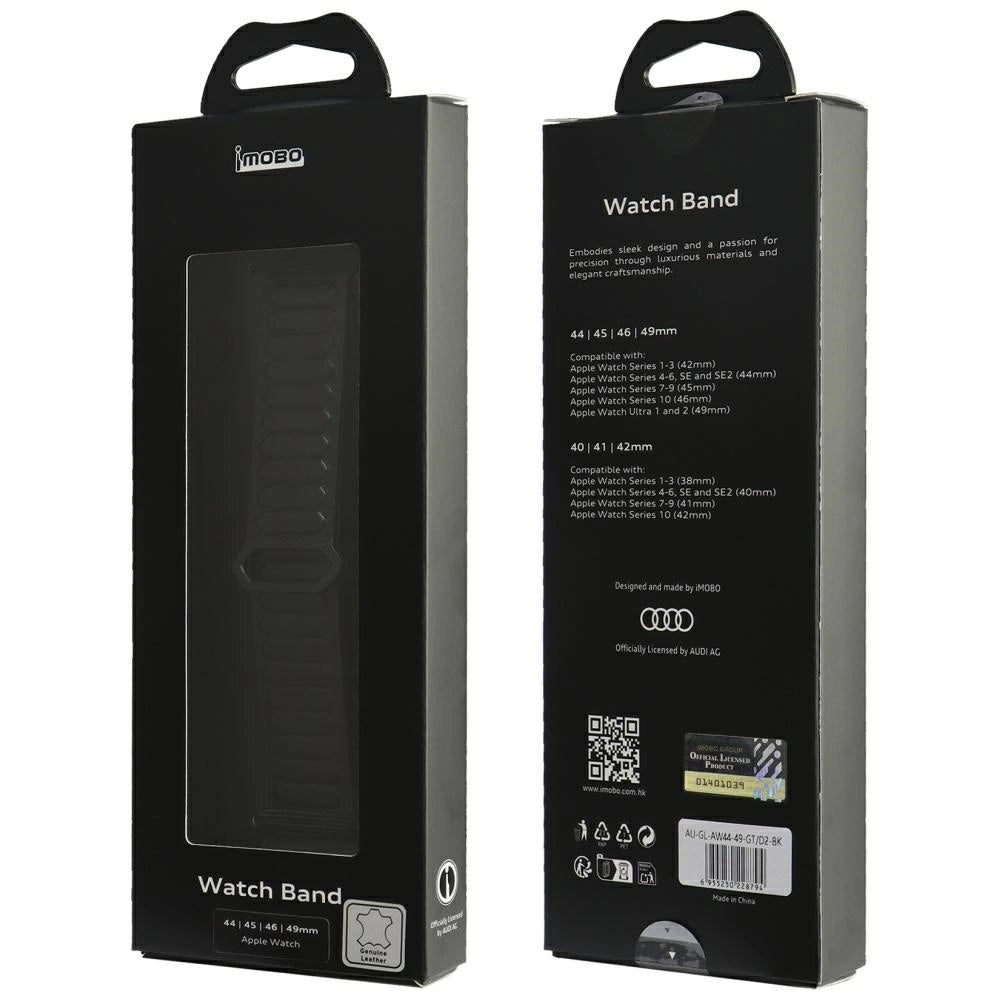 Audi Logo Genuine Leather Magnetic Ring Strap for Apple Watch 44 / 45 / 46 / 49 mm - Black_3