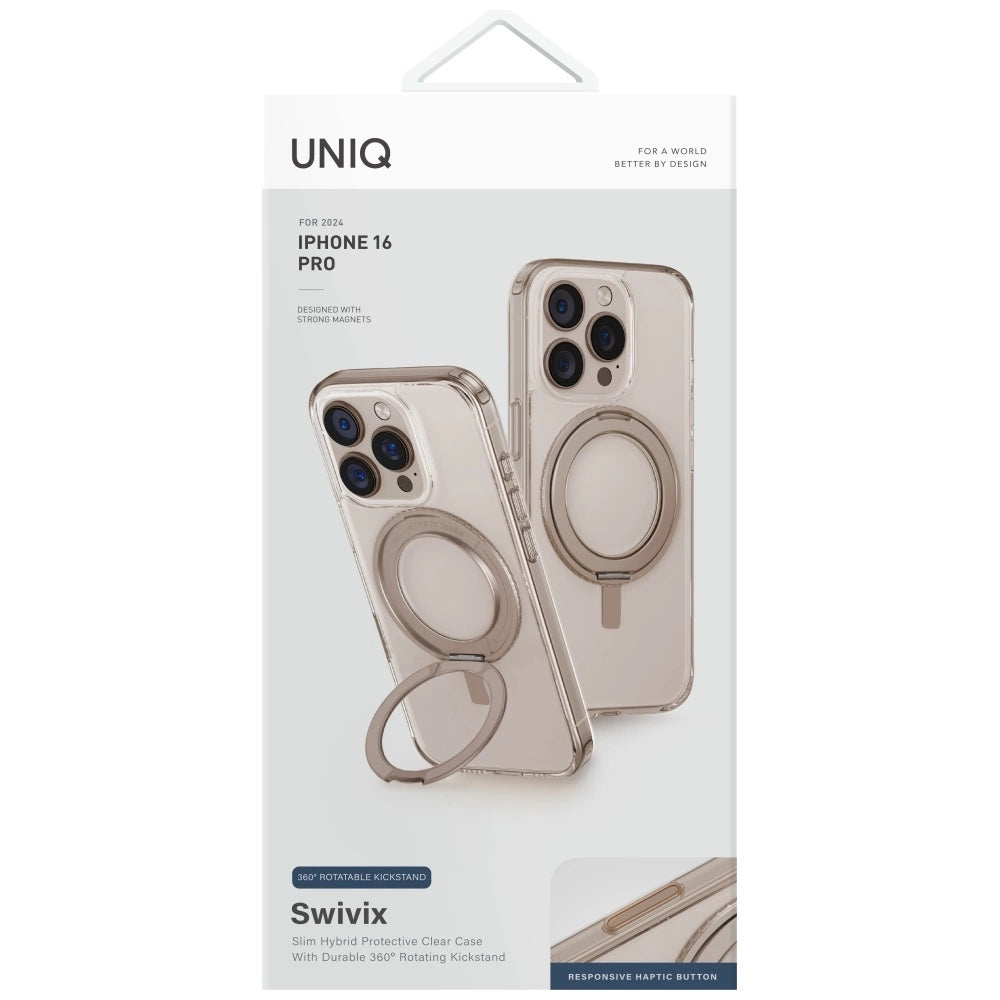 Uniq Swivix 360 Rotating Kickstand iPhone 16 Case - Gold_3