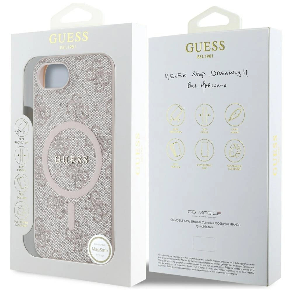 Guess 4G Ring Classic Logo MagSafe iPhone 16e Case - Pink_7