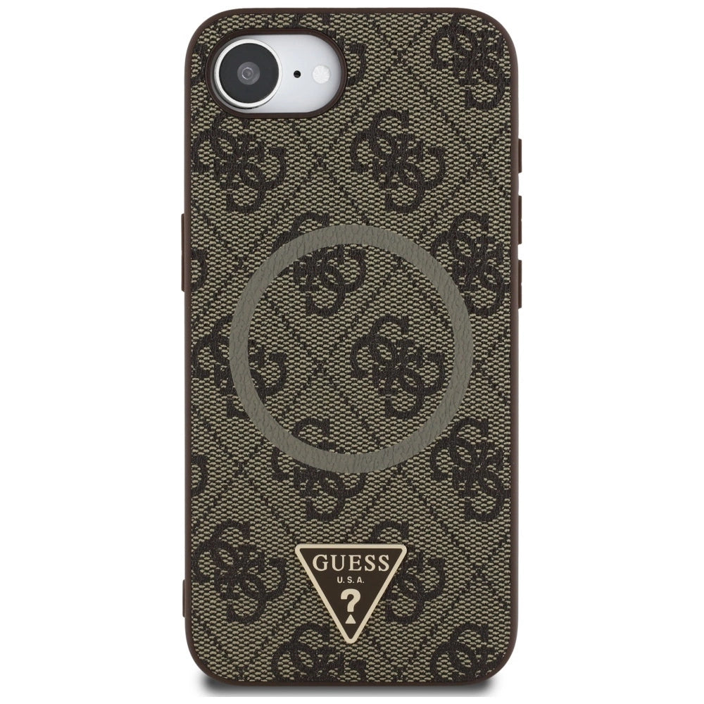 Guess 4G Ring Triangle Logo MagSafe iPhone 16e Case - Brown_2