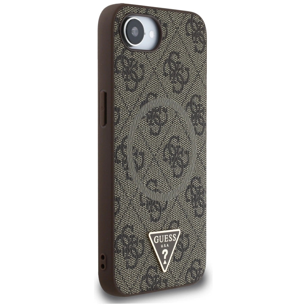 Guess 4G Ring Triangle Logo MagSafe iPhone 16e Case - Brown_3