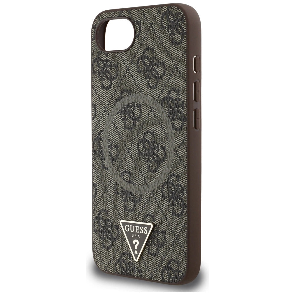 Guess 4G Ring Triangle Logo MagSafe iPhone 16e Case - Brown_5