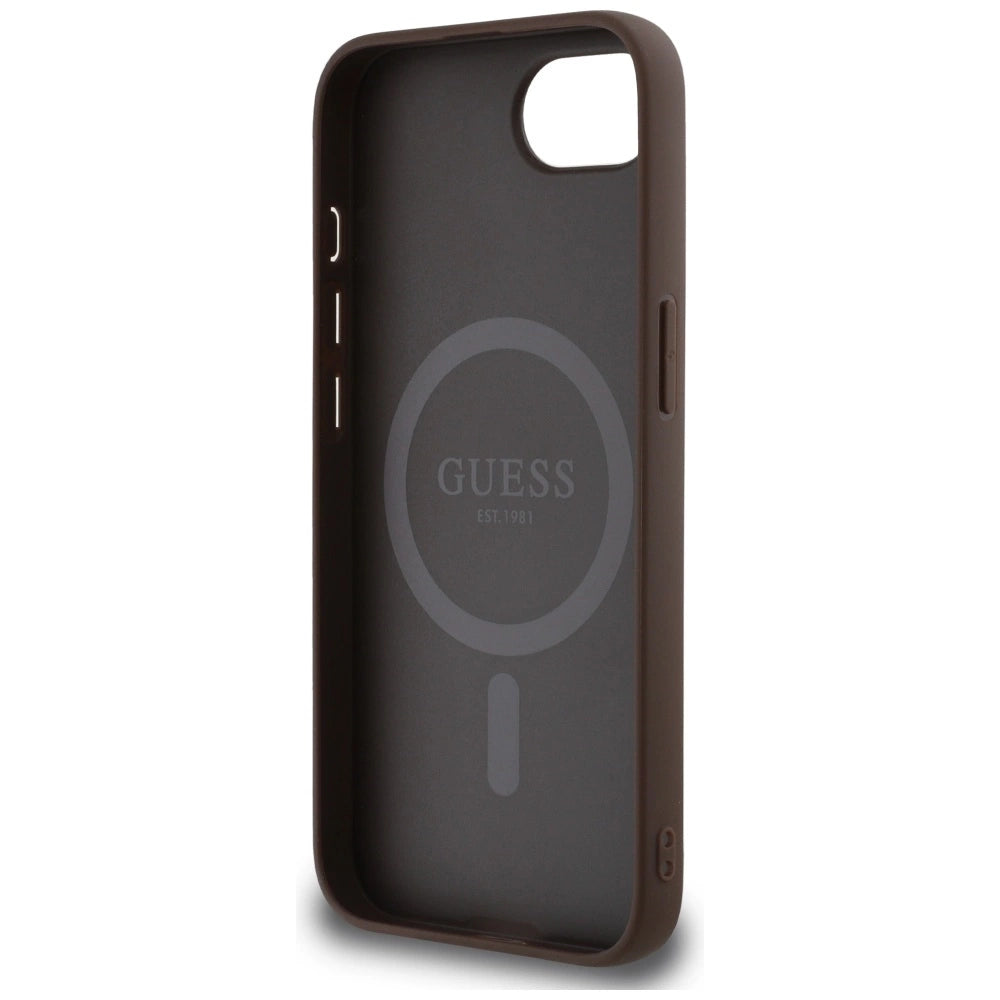 Guess 4G Ring Triangle Logo MagSafe iPhone 16e Case - Brown_6