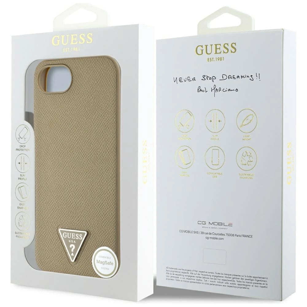 Guess Grained Triangle MagSafe case for iPhone 16e - brown_7