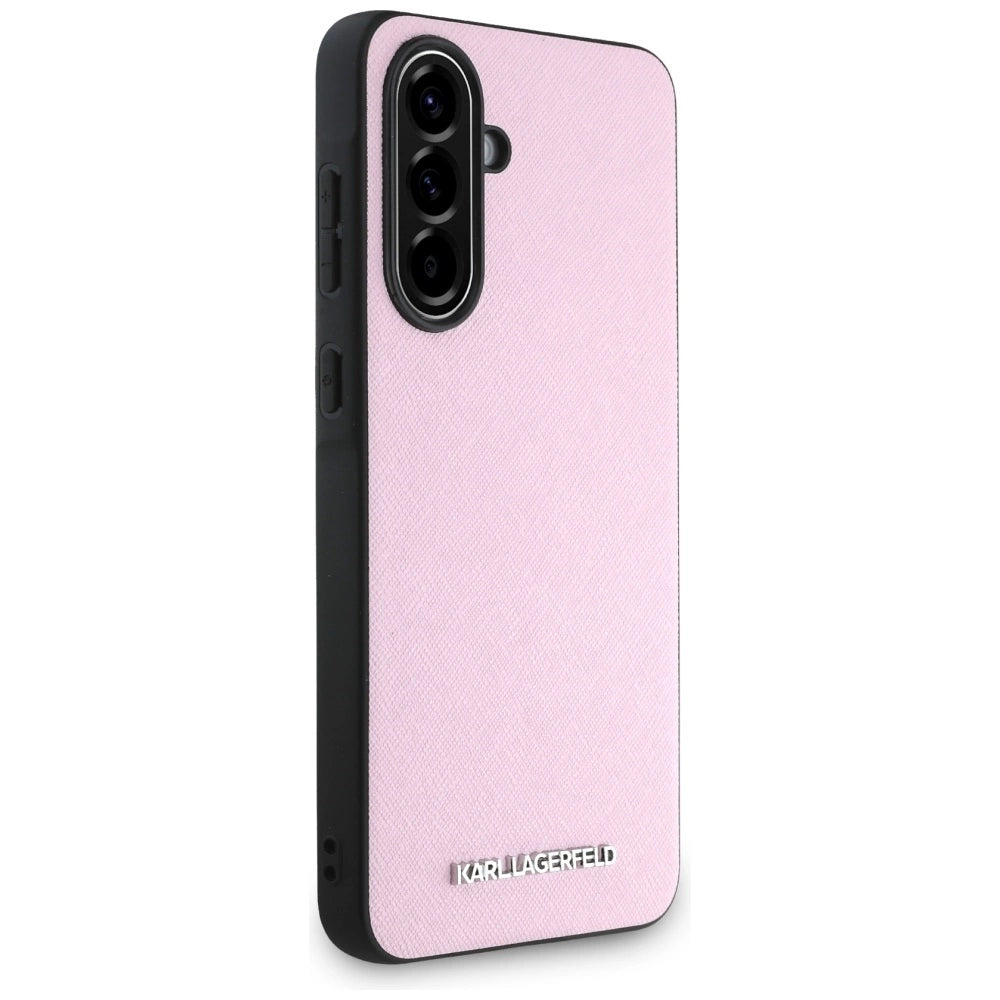 Karl Lagerfeld Saffiano Metal Logo Case for Samsung Galaxy A56 - Pink_2
