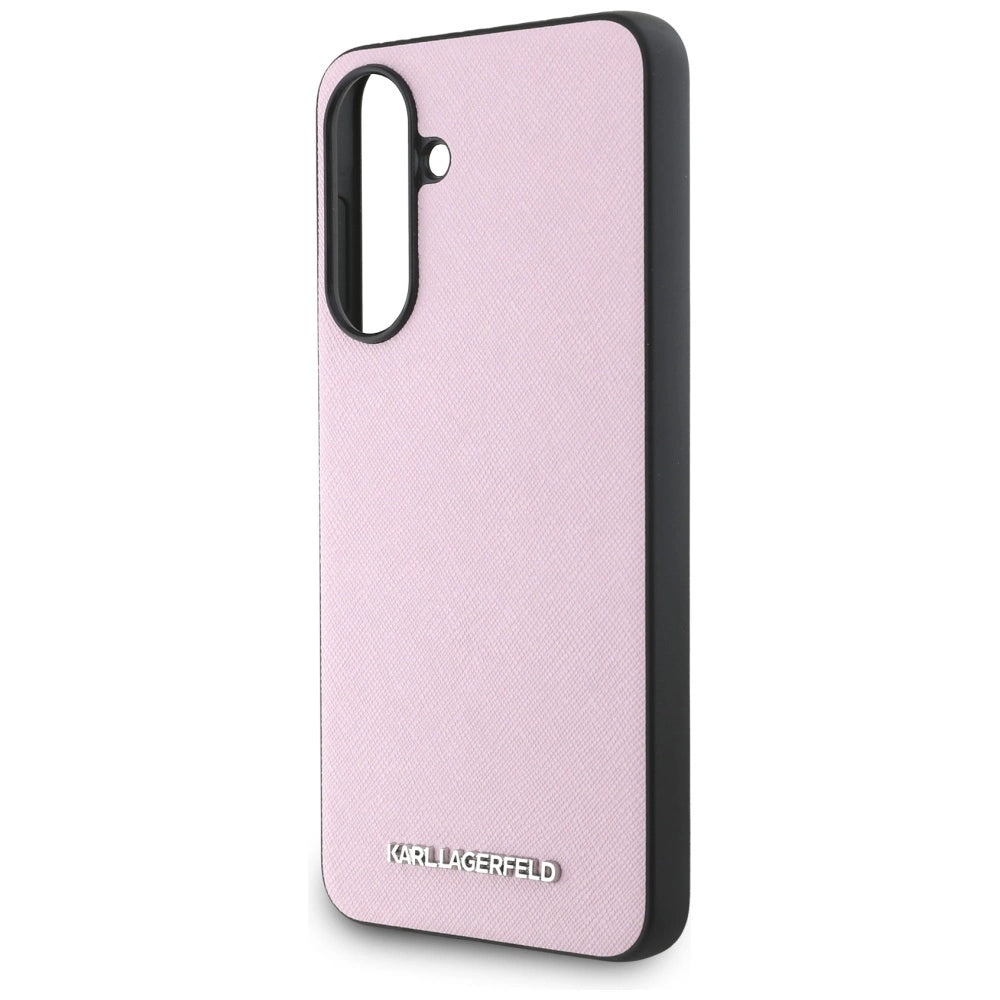Karl Lagerfeld Saffiano Metal Logo Case for Samsung Galaxy A56 - Pink_4