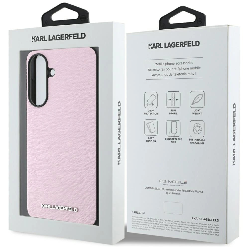 Karl Lagerfeld Saffiano Metal Logo Case for Samsung Galaxy A56 - Pink_6