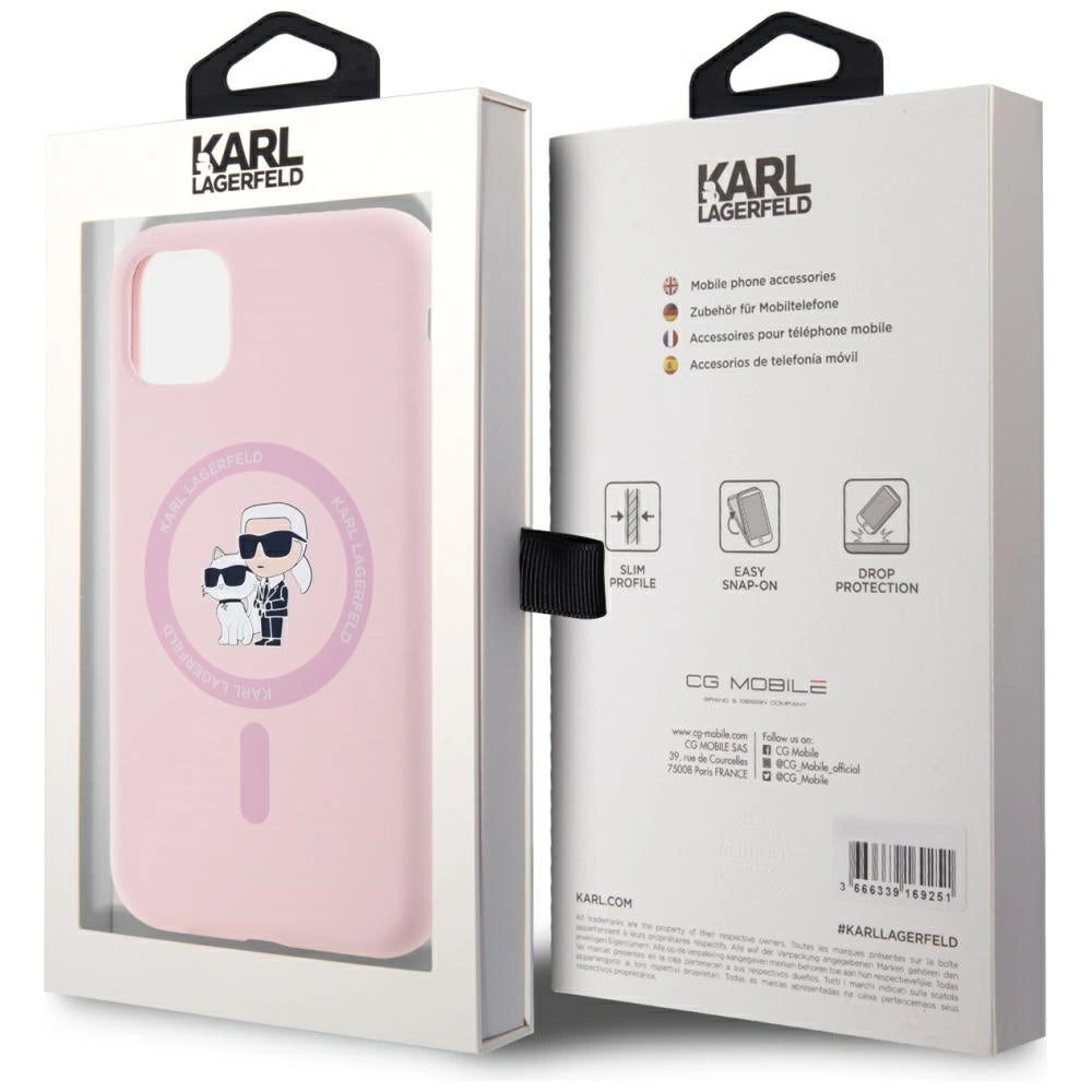 Karl Lagerfeld Silicone Karl&Choupette MagSafe iPhone 11 Case - Pink_7