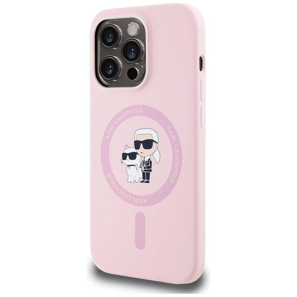 Karl Lagerfeld Silicone Karl&Choupette MagSafe iPhone 14 Pro Case - Pink_1