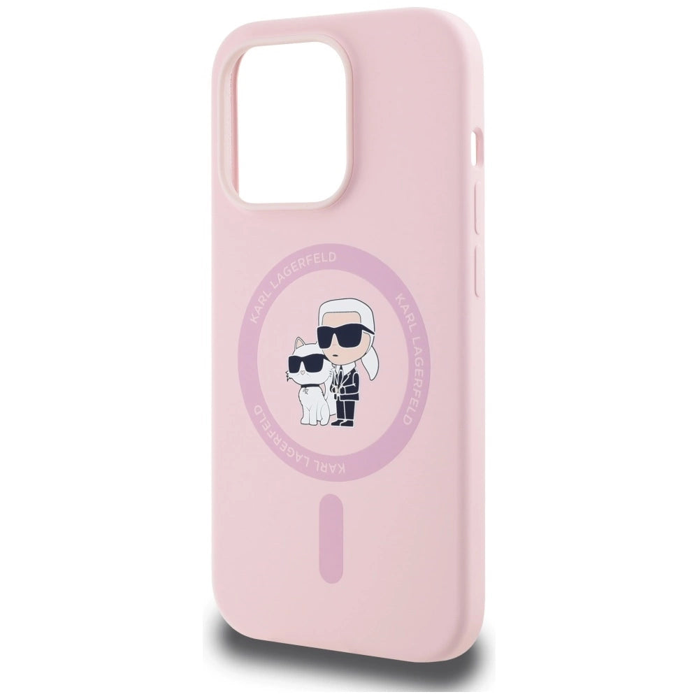 Karl Lagerfeld Silicone Karl&Choupette MagSafe iPhone 14 Pro Case - Pink_5