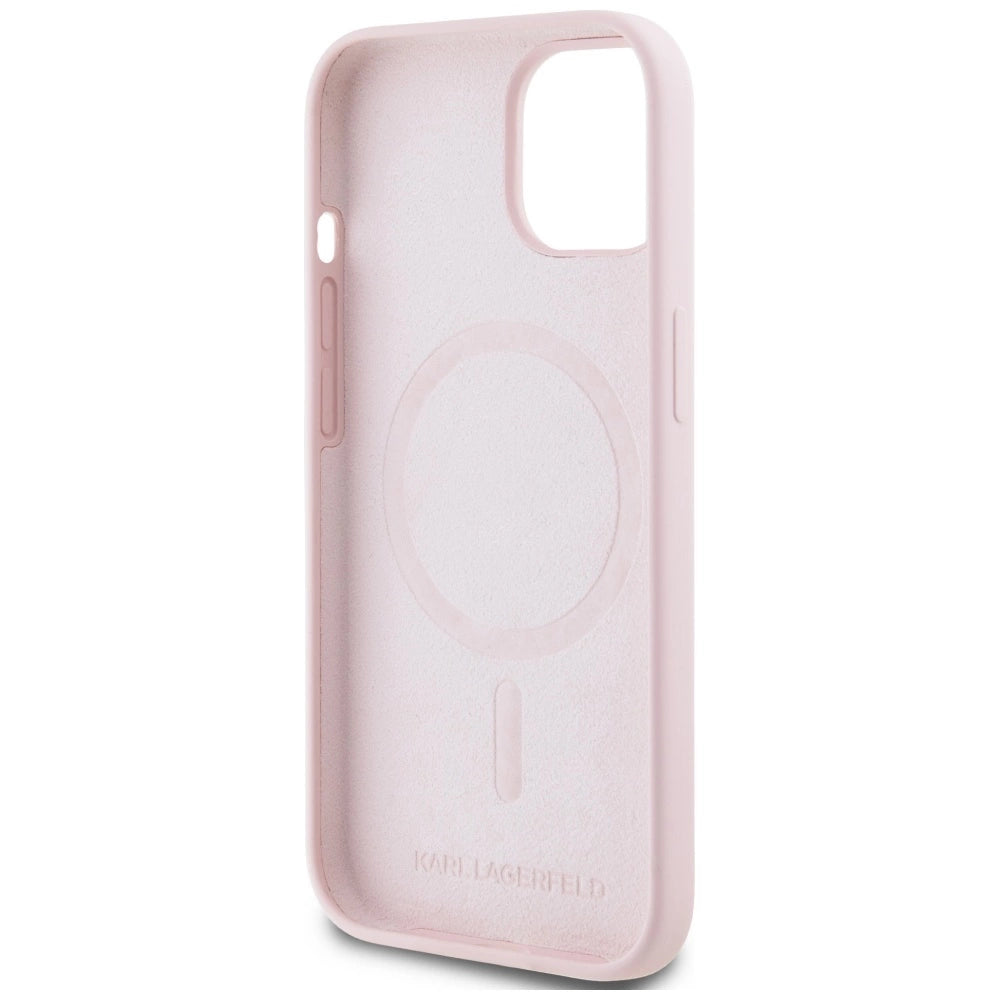 Karl Lagerfeld Silicone Karl&Choupette MagSafe iPhone 15 Plus Case - Pink_6