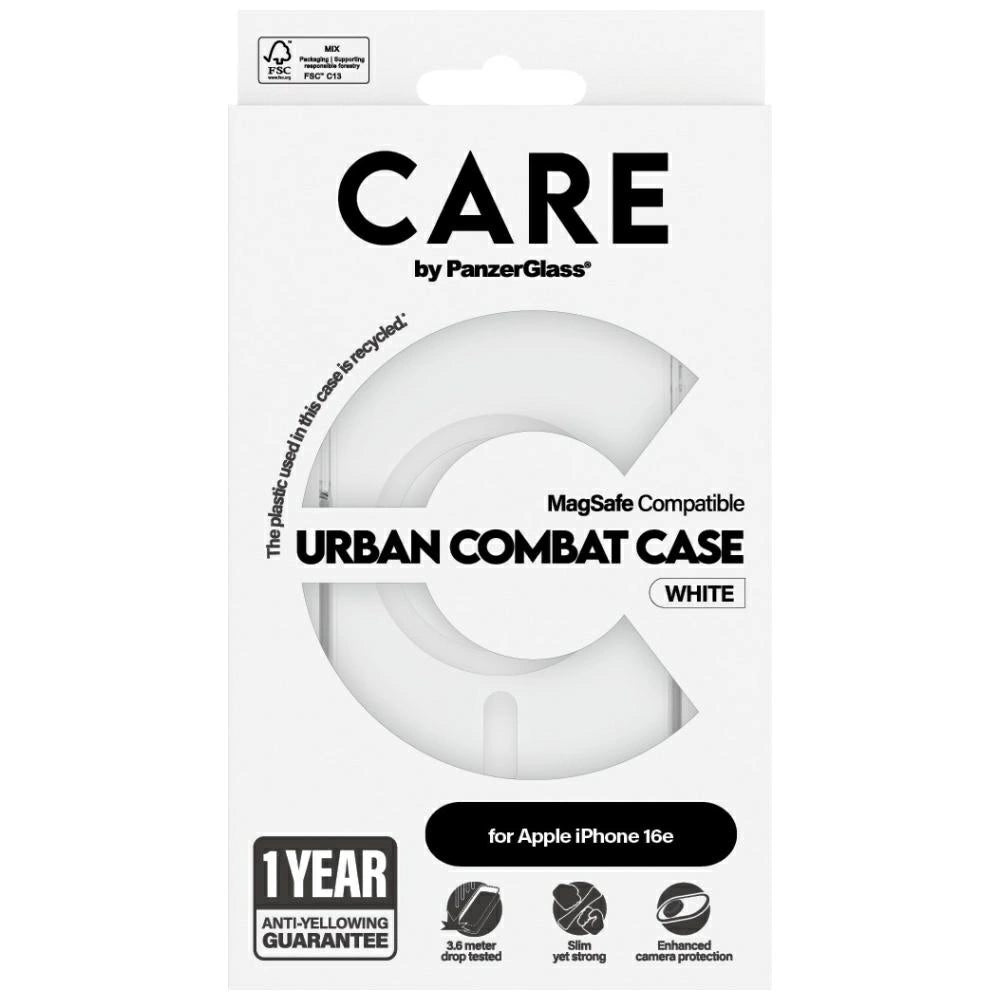 CARE by PanzerGlass Flagship Urban Combat White MagSafe iPhone 16e Case - Clear_2