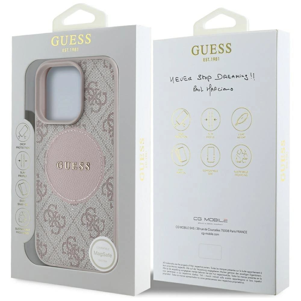 Guess 4G Circle Classic Logo MagSafe iPhone 16 Pro Case - Pink_7