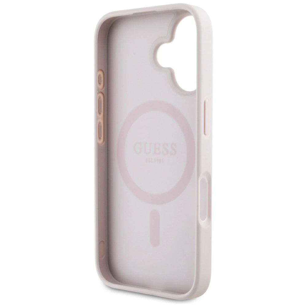 Guess 4G Circle Classic Logo MagSafe iPhone 16 Case - Pink_6