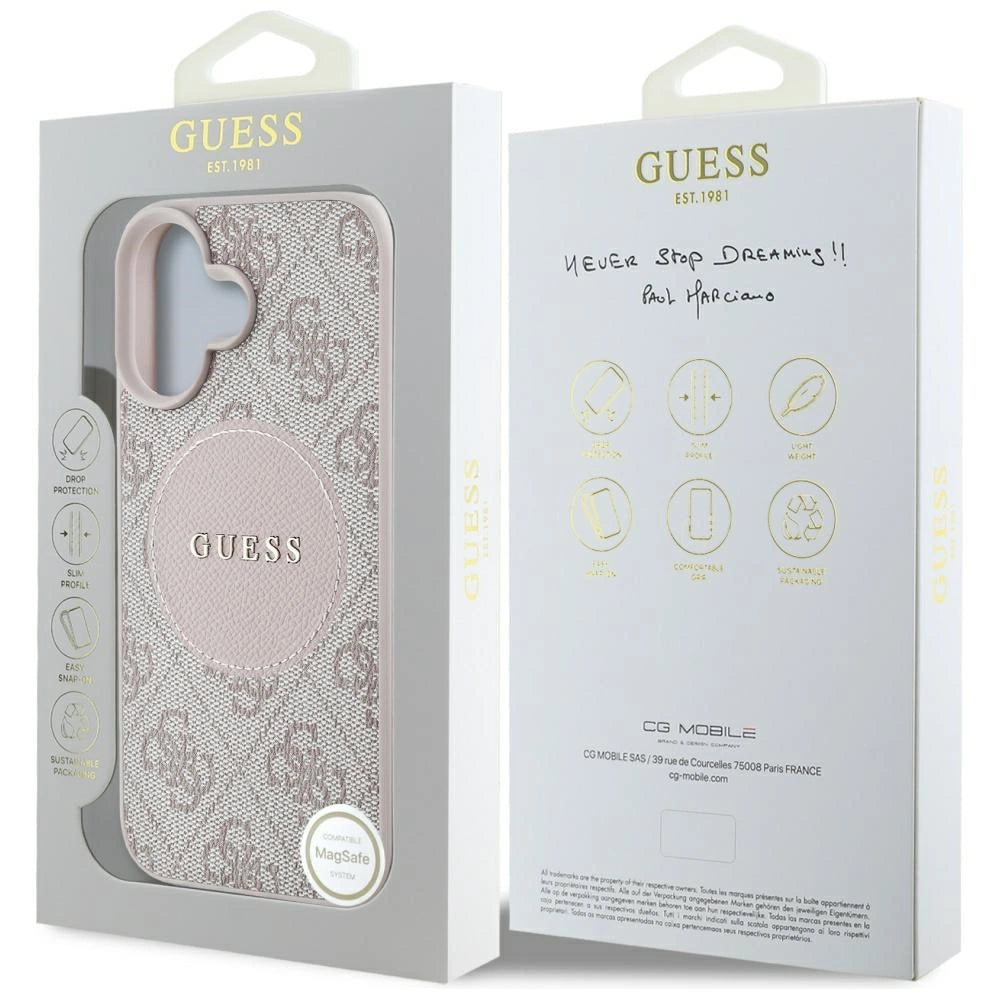 Guess 4G Circle Classic Logo MagSafe iPhone 16 Case - Pink_7