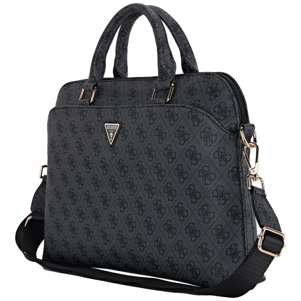 Guess 4G Zipper Pocket Triangle Logo 15" Laptop Bag - Black_2