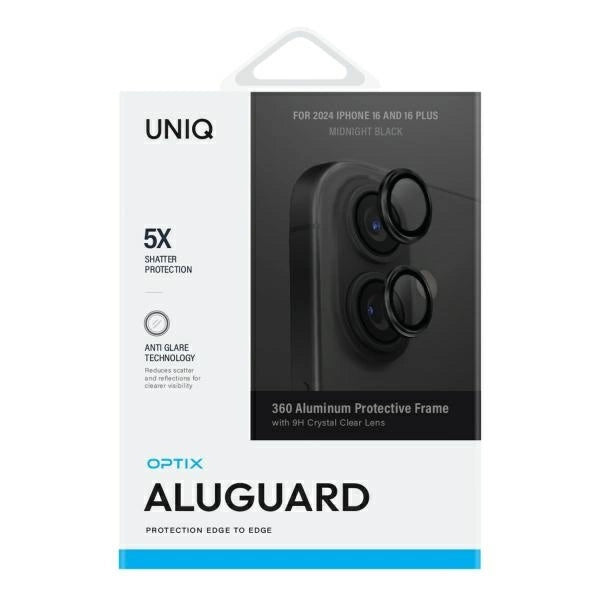 Uniq Optix Aluminum Camera Lens Protector iPhone 16 / 16 Plus with applicator - black_1