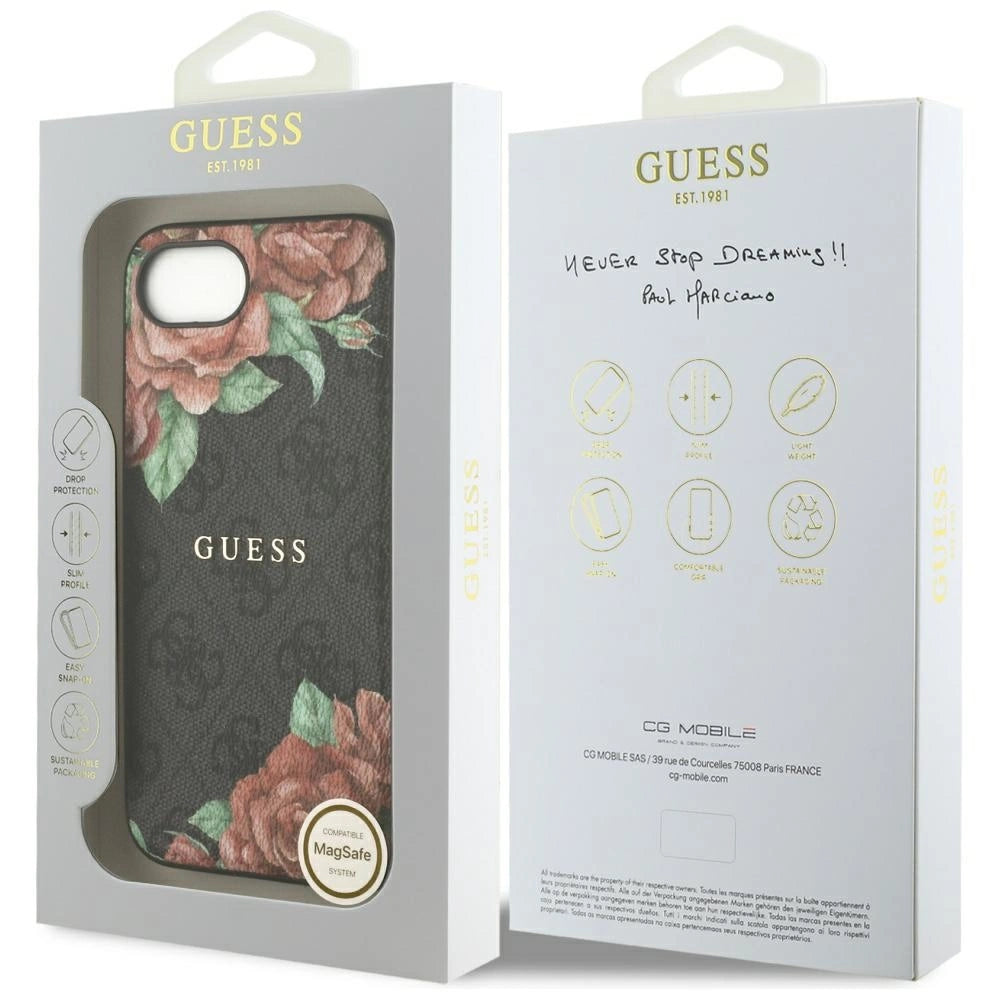 Guess 4G Flowers Print MagSafe case for iPhone 16e - black_7