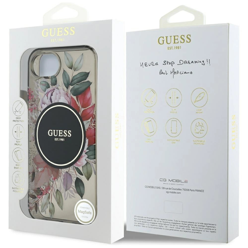 Guess IML Flowers MagSafe iPhone 16e Case - Black_7