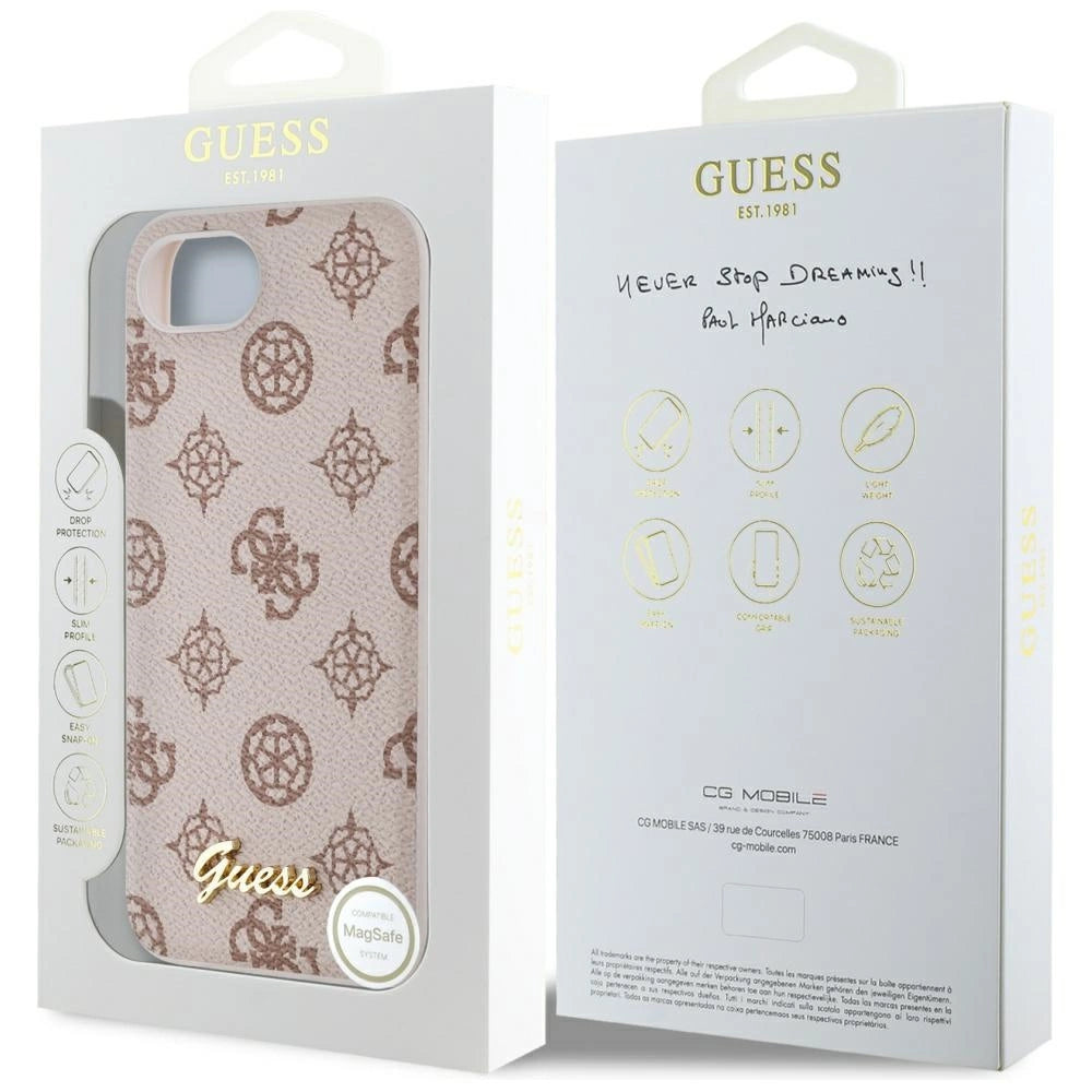Guess Peony Script Logo MagSafe iPhone 16e Case - Brown_7
