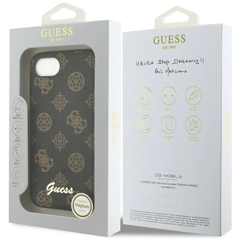 Guess Peony Script Logo MagSafe iPhone 16e Case Black_7