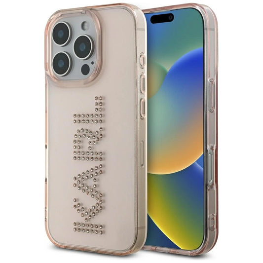 Karl Lagerfeld IML Rhinestones Logo iPhone 16 Pro Case - Pink_0