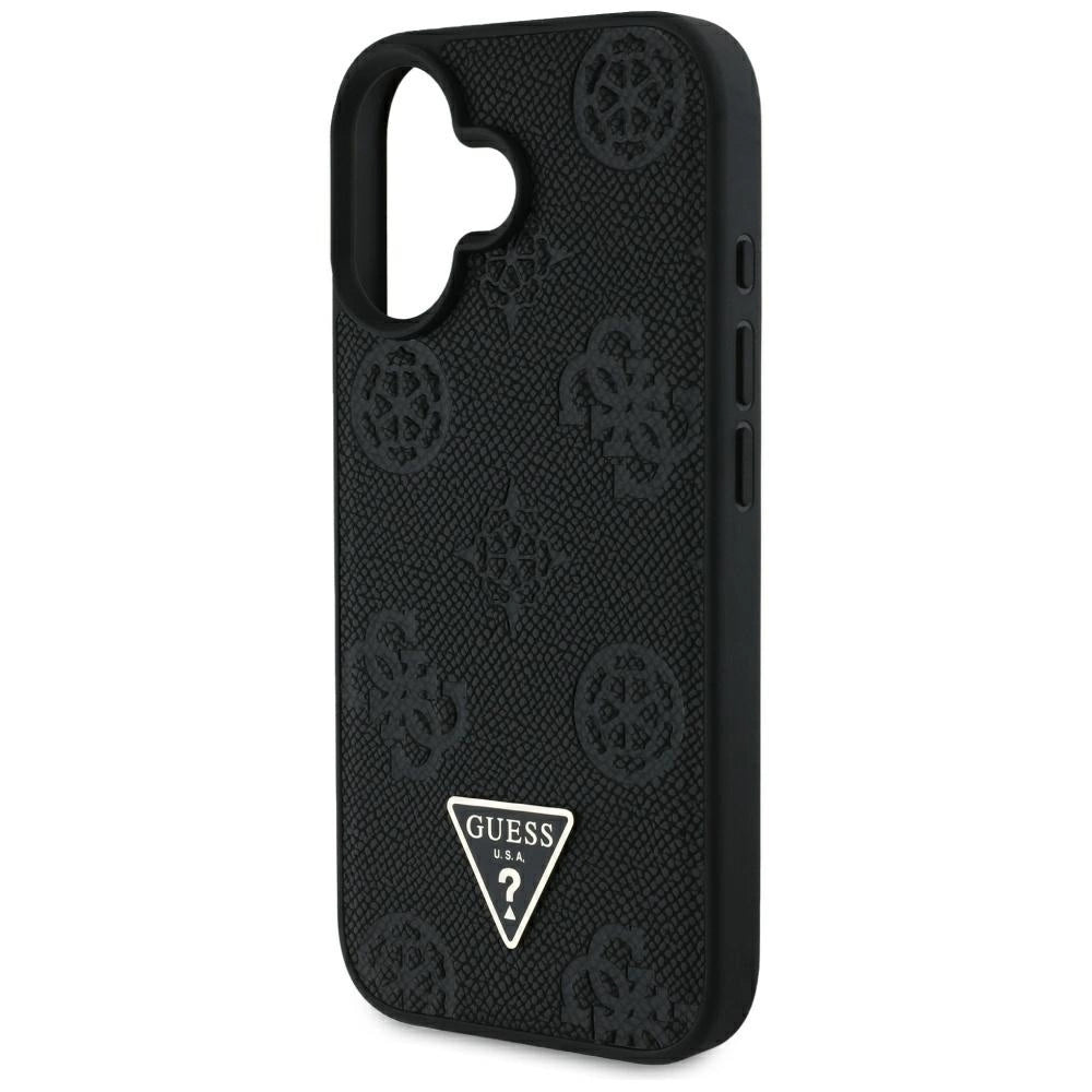 Guess Grained Hot Stamp Peony Triangle Logo MagSafe Case for iPhone 16 - Black_5