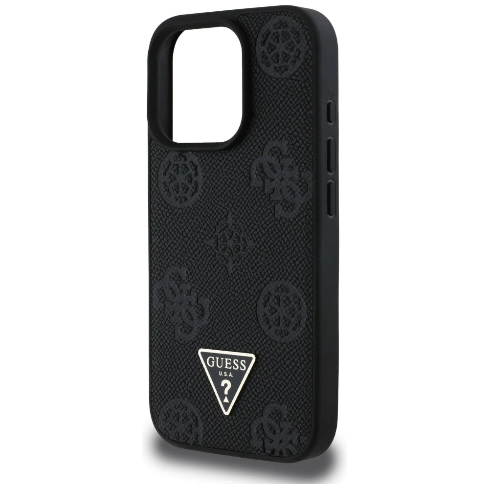 Guess Grained Hot Stamp Peony Triangle Logo MagSafe Case for iPhone 16 Pro - Black_5