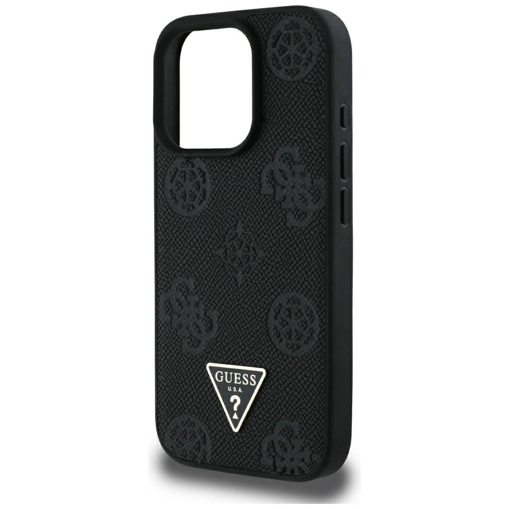 Guess Grained Hot Stamp Peony Triangle Logo MagSafe Case for iPhone 16 Pro Max - Black_5