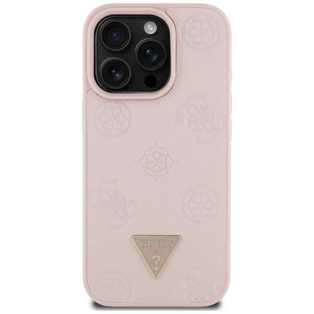 Guess Grained Hot Stamp Peony Triangle Logo MagSafe iPhone 16 Pro Max Case - Pink_2