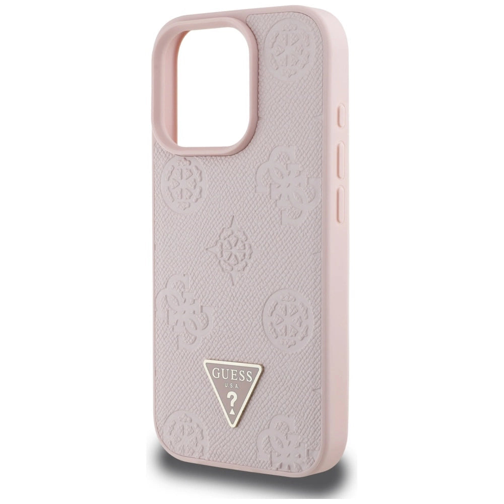 Guess Grained Hot Stamp Peony Triangle Logo MagSafe iPhone 16 Pro Case - Pink_5