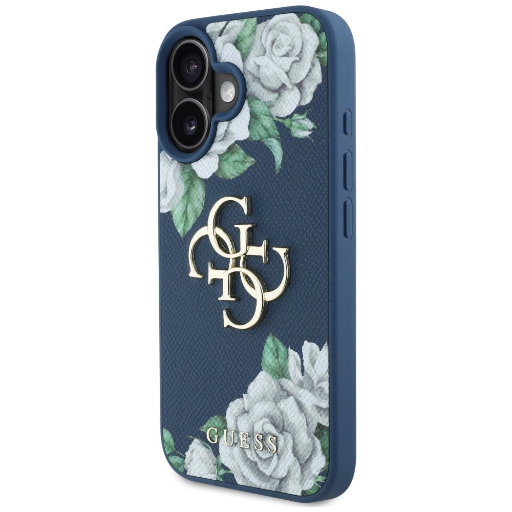 Guess Grained Roses Big 4G logo case for iPhone 16 - blue_1