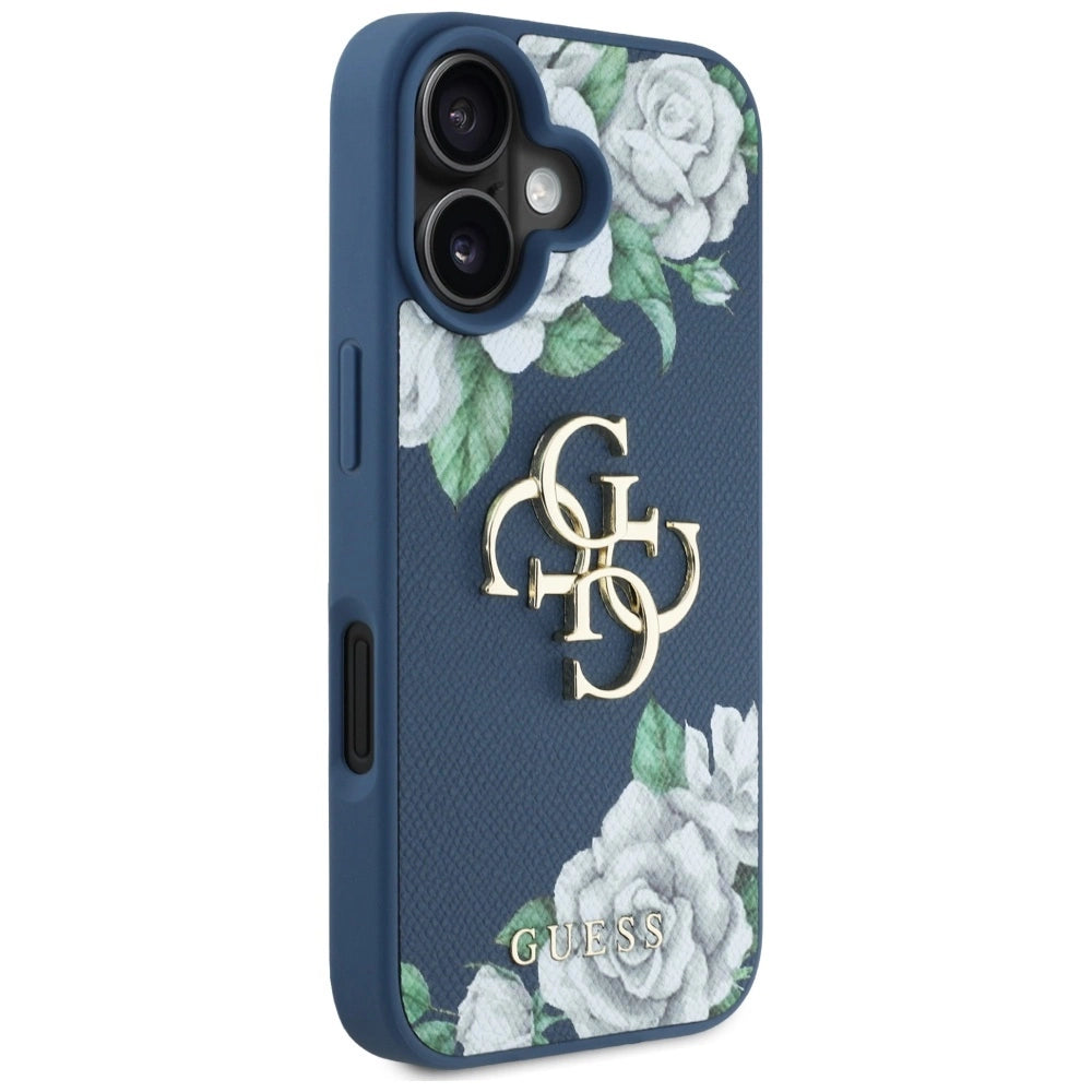 Guess Grained Roses Big 4G logo case for iPhone 16 - blue_3