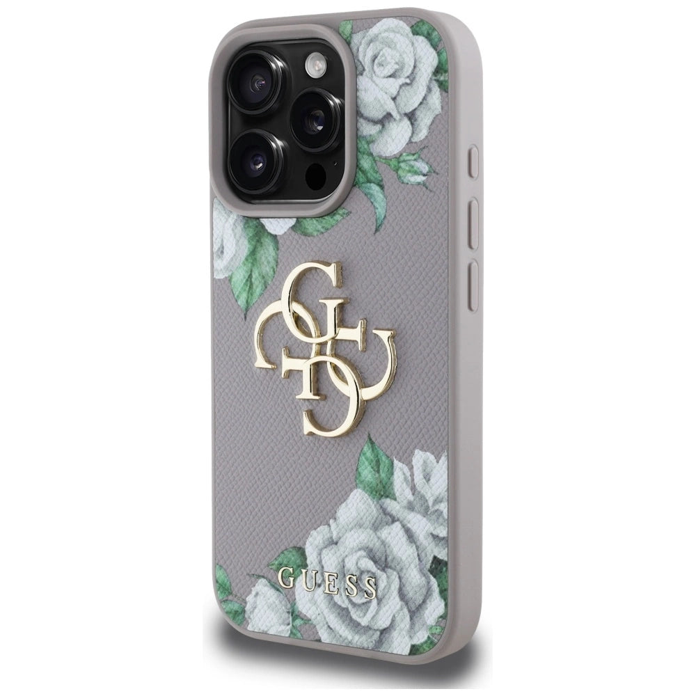 Guess Grained Roses Big 4G Logo iPhone 16 Pro Case - Purple_1