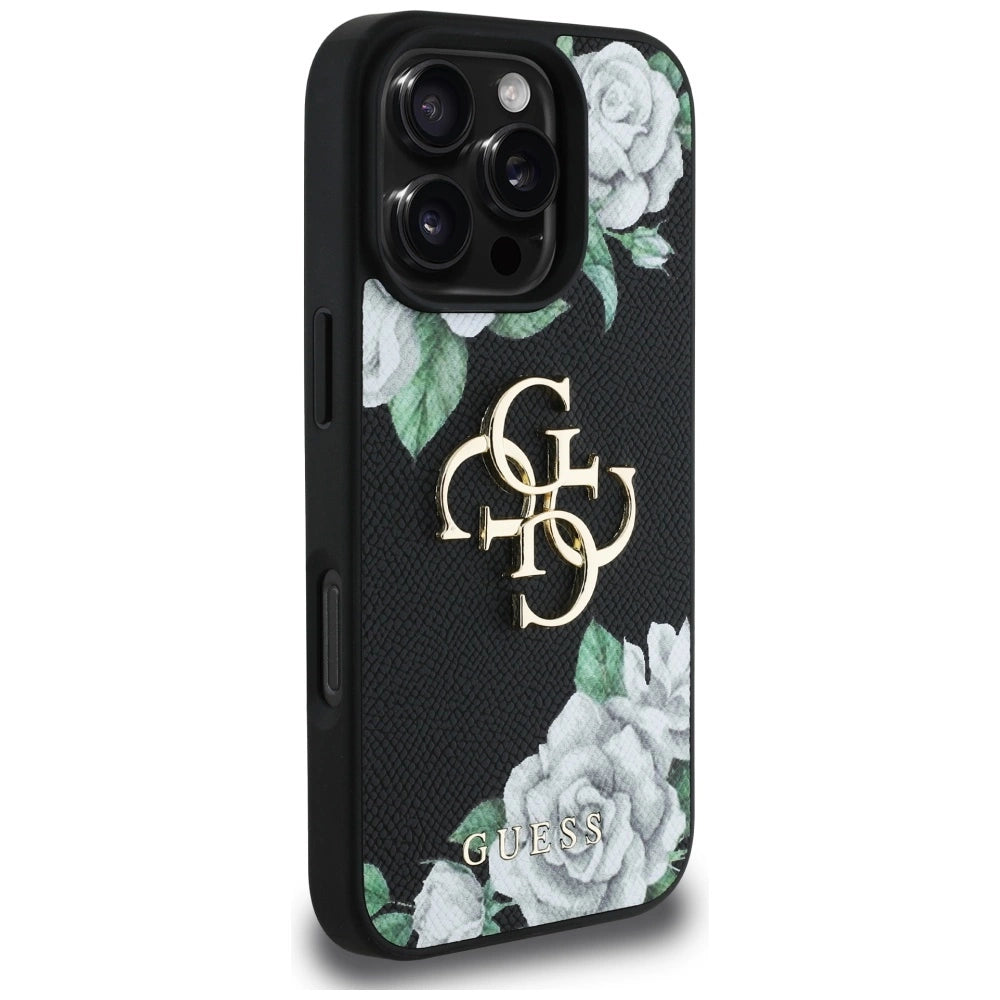 Guess Grained Roses Big 4G logo case for iPhone 16 Pro Max - black_3