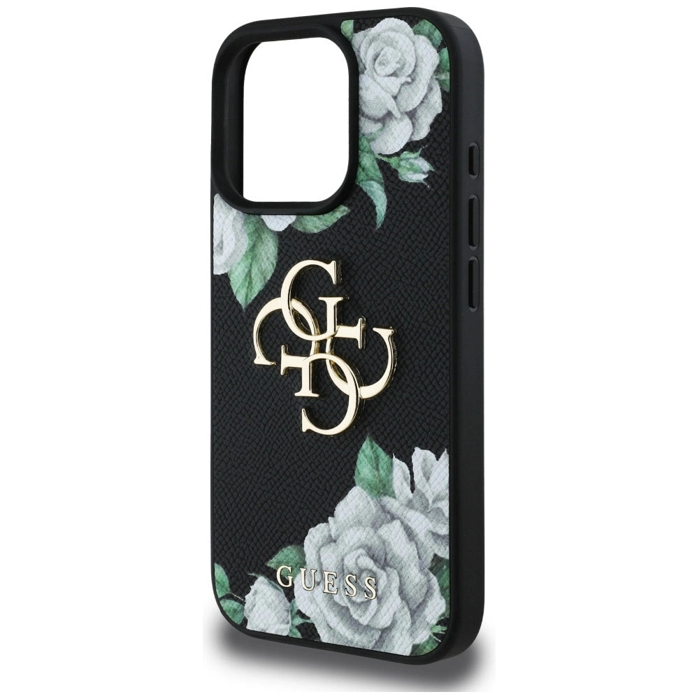 Guess Grained Roses Big 4G logo case for iPhone 16 Pro Max - black_5