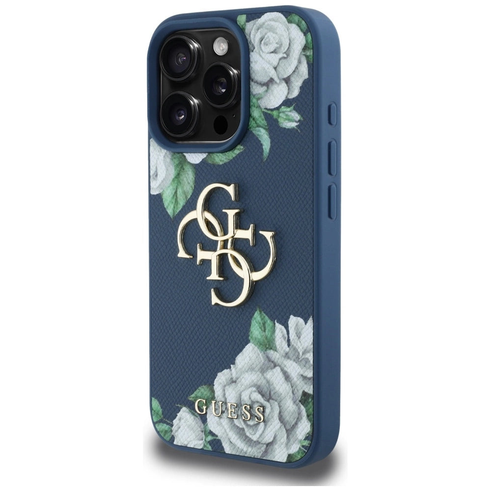 Guess Grained Roses Big 4G logo case for iPhone 16 Pro Max - blue_1