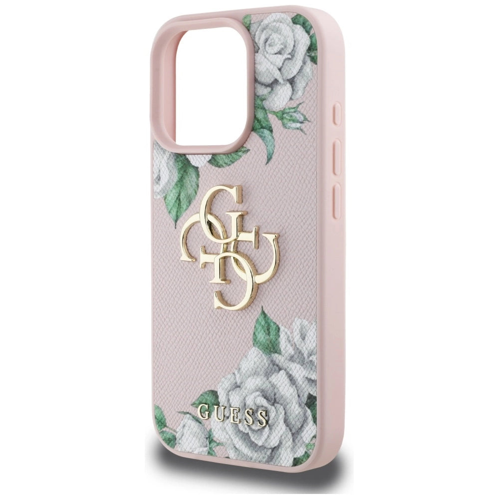 Guess Grained Roses Big 4G logo iPhone 16 Pro case - pink_5