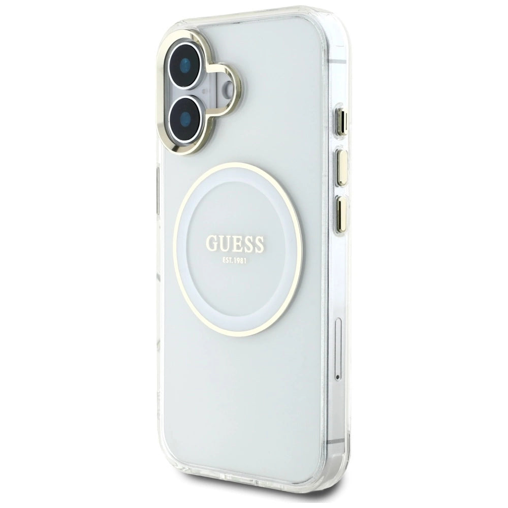 Guess IML Metal Colored Circle Classic Logo MagSafe case for iPhone 16 - white_1
