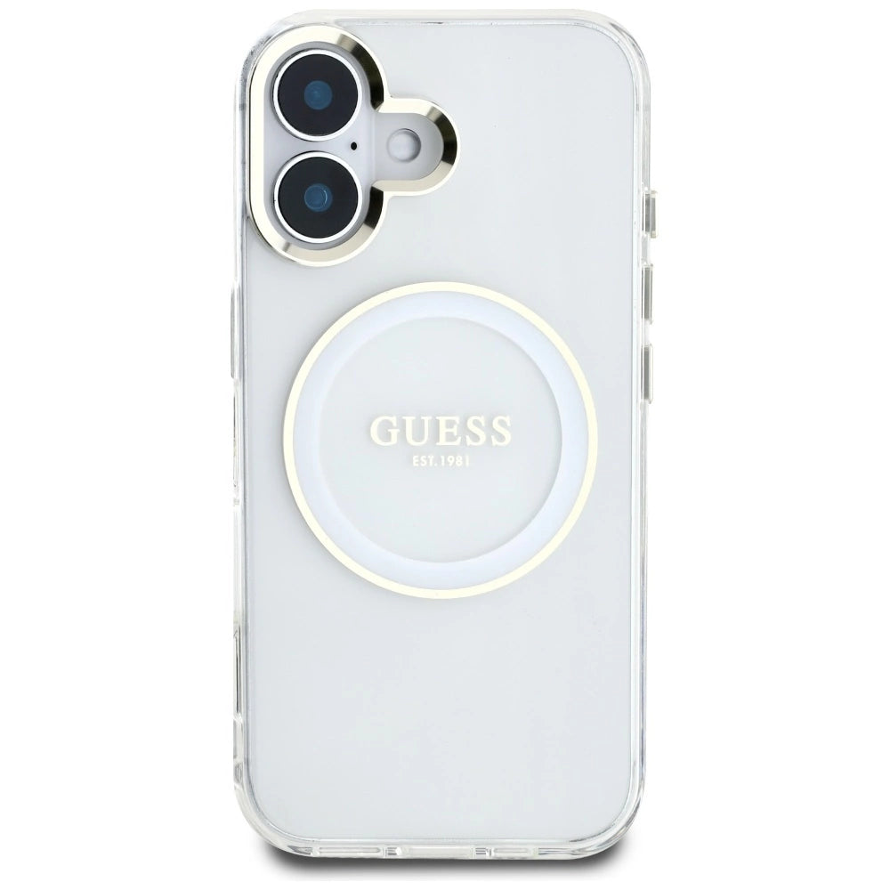 Guess IML Metal Colored Circle Classic Logo MagSafe case for iPhone 16 - white_2